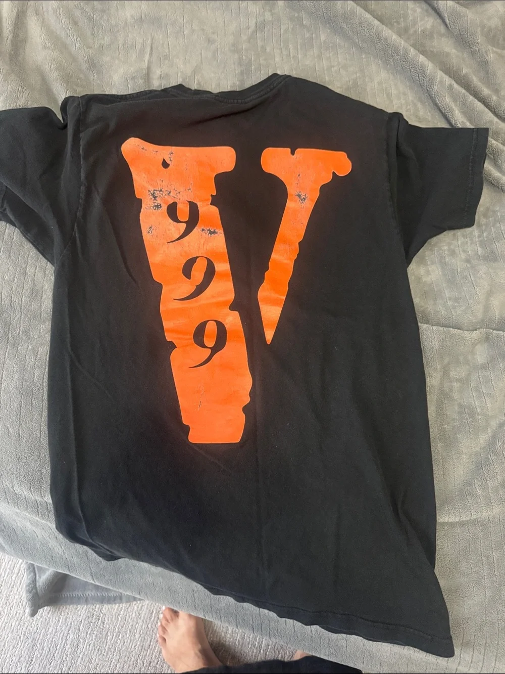 VLONE Black Tee with White & Orange 'Legends Never Die' Graphic - Men